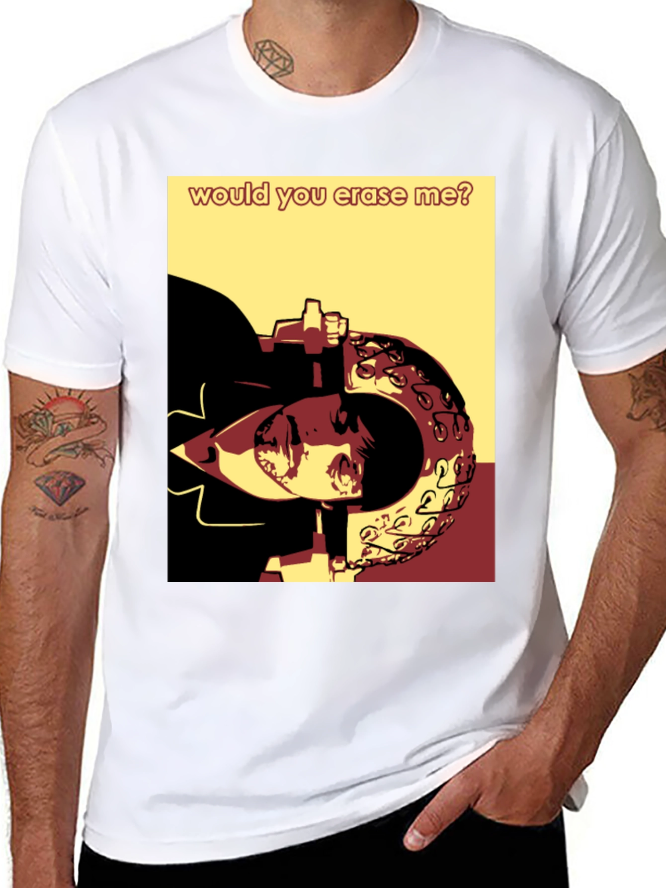 Black Would You Erase Me Graphic Tee view 8