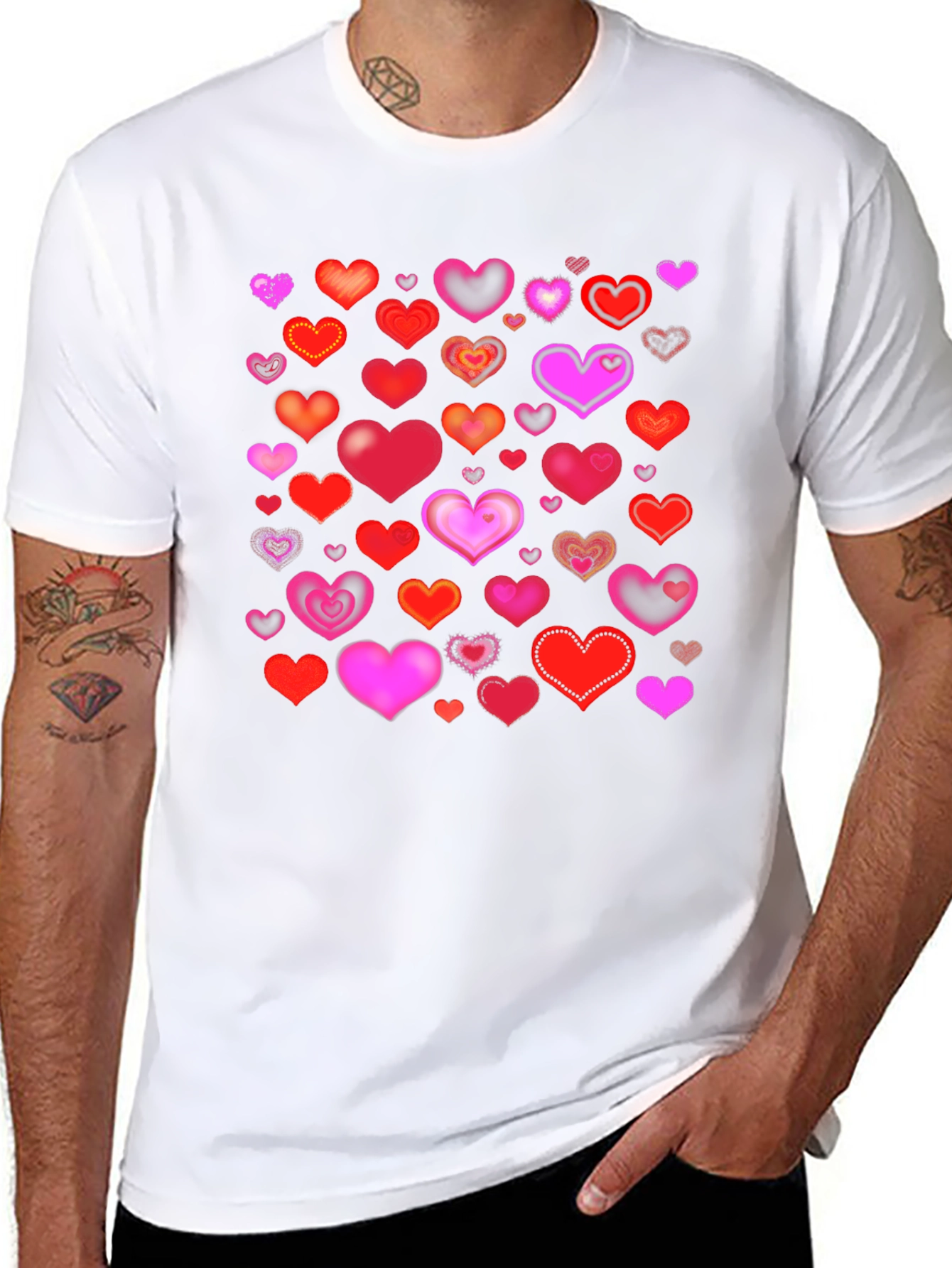 Heart Pattern T-Shirt - Love & Romance Style - 8