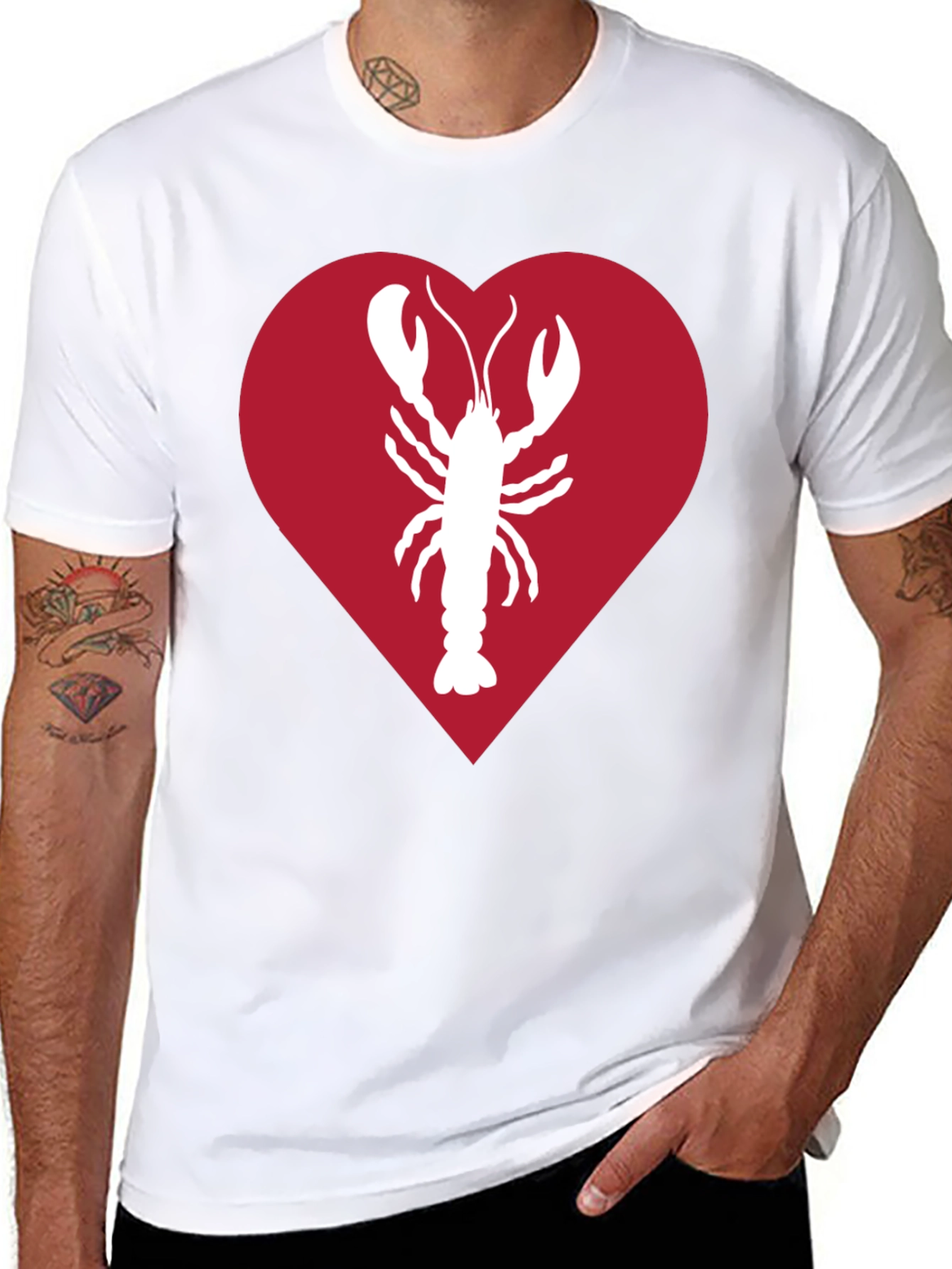 Black Lobster Heart Graphic Tee - Black Unisex Shirt view 8