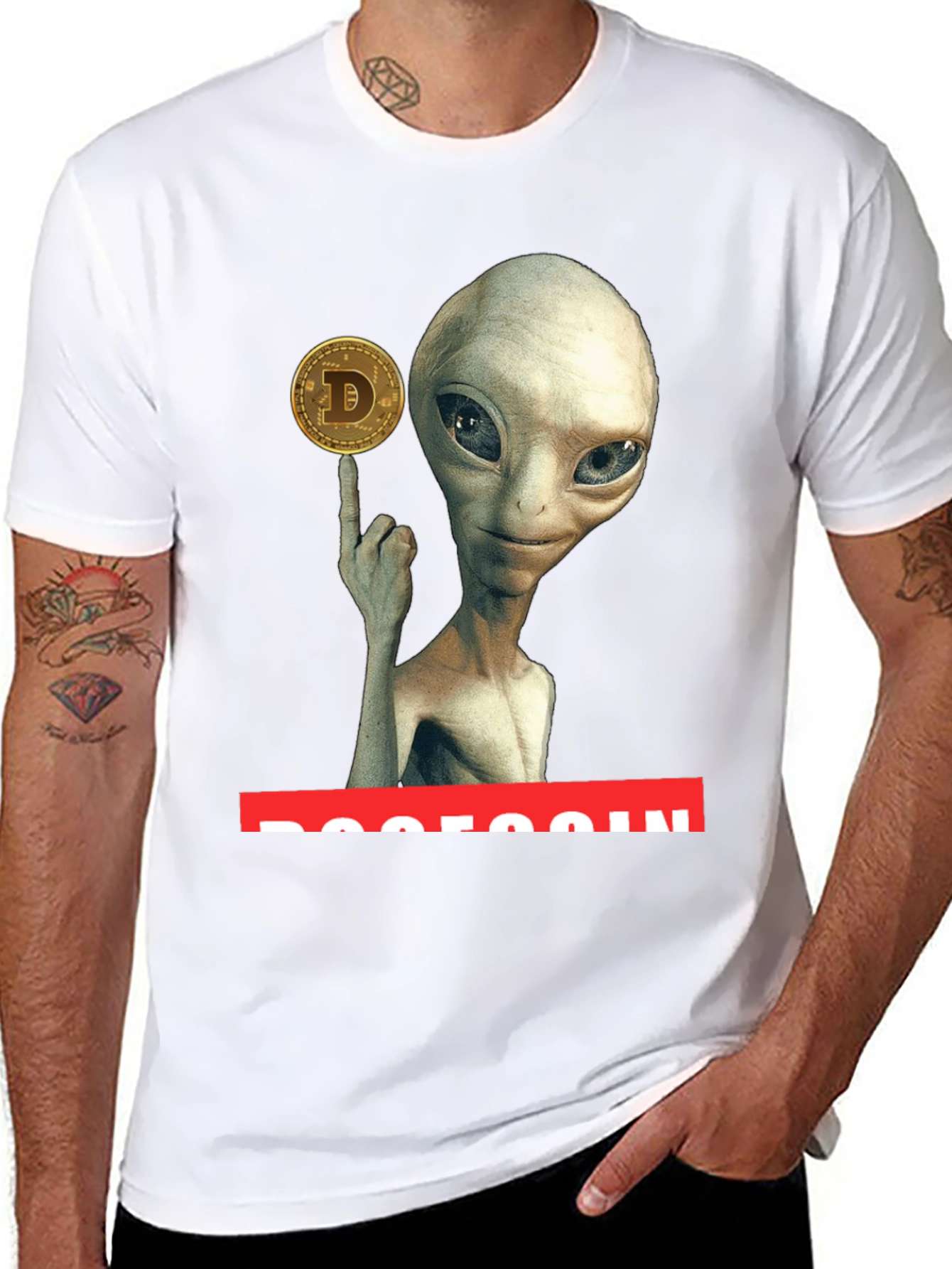 Black Alien Dogecoin T-Shirt - Crypto Tee view 8
