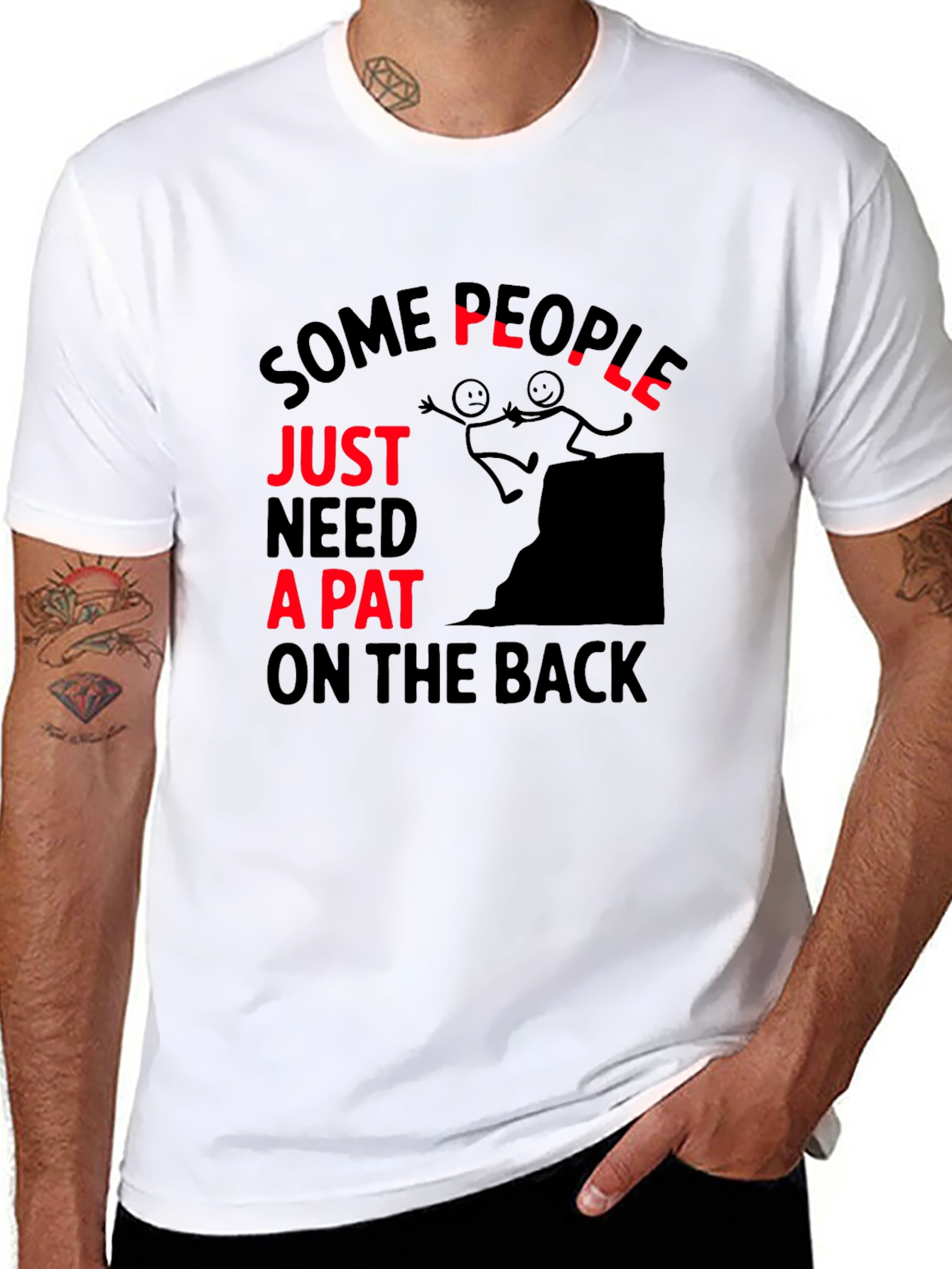 Black Funny "Pat on the Back" Graphic T-Shirt view 8