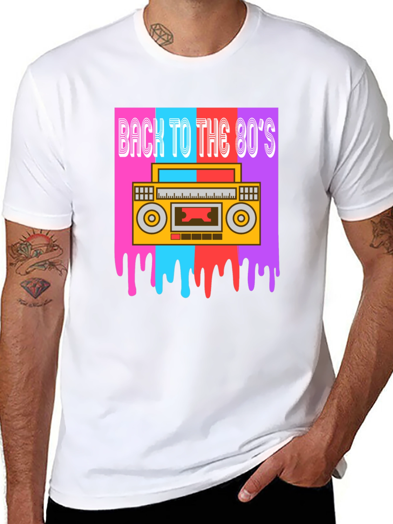 Black Retro 80s Boombox Graphic Tee view 8