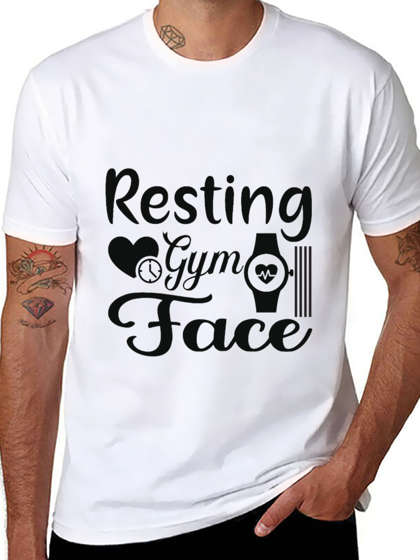Black Resting Gym Face Graphic Tee - Black view 8