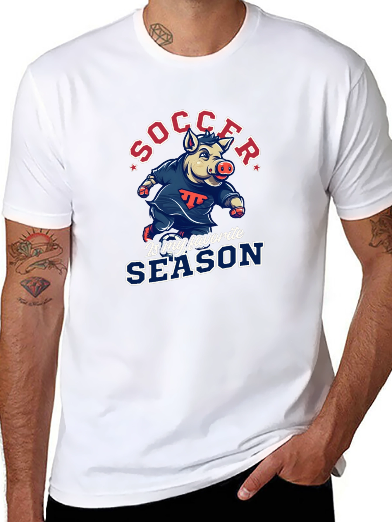 Black Soccer Pig T-Shirt - Favorite Season Tee view 8