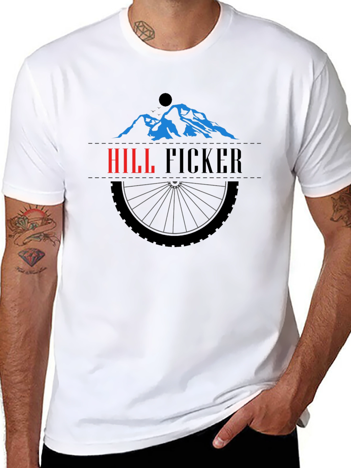 Black Hill Ficker Black T-Shirt with Mountain Bike Design view 8