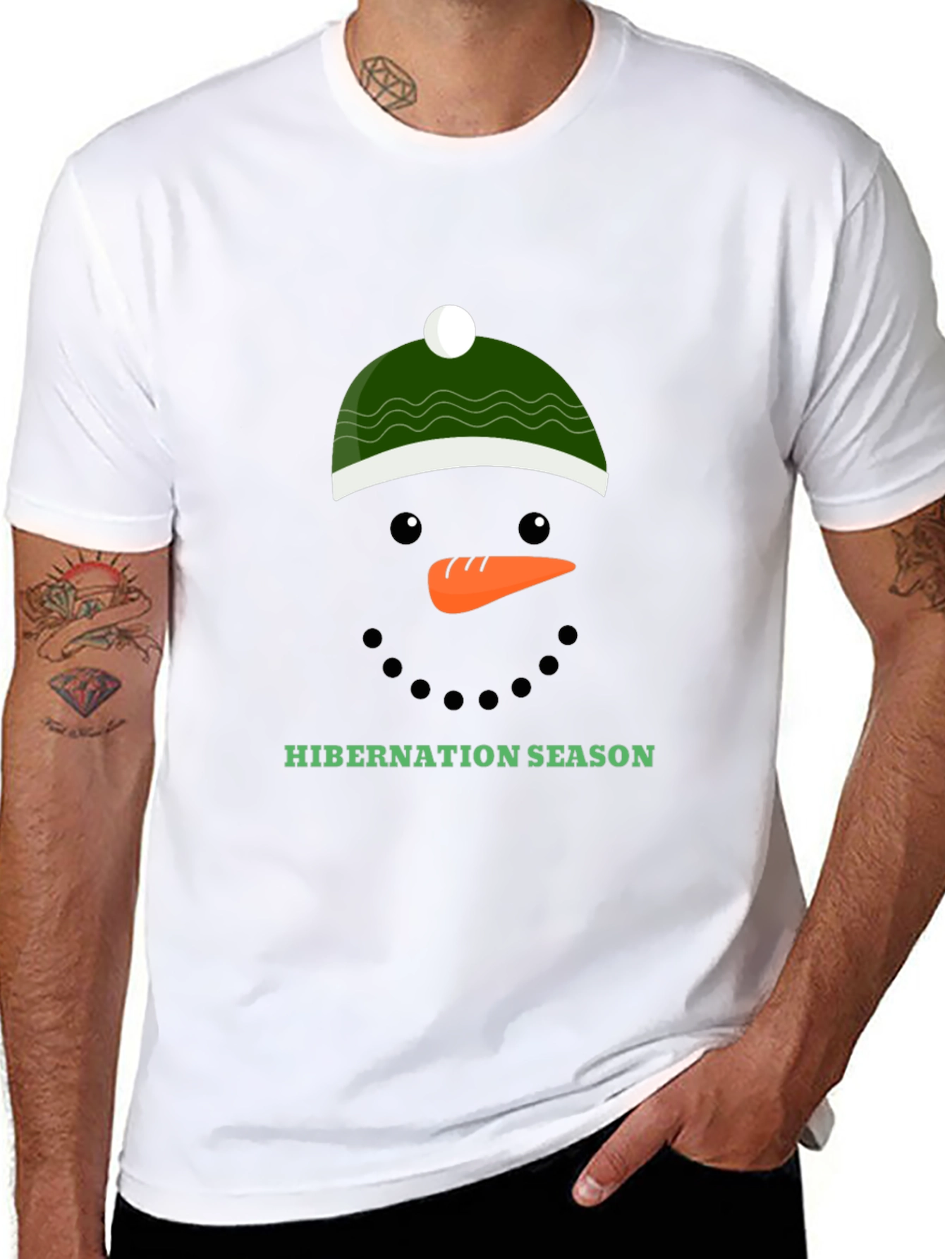 Black Hibernation Season Snowman Graphic Tee view 8