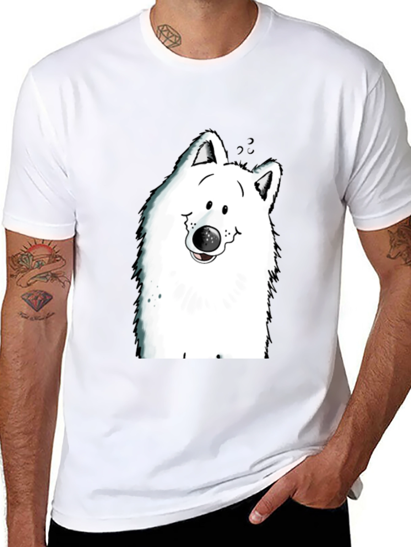 Black Cartoon Dog Graphic Tee - Black T-Shirt view 8