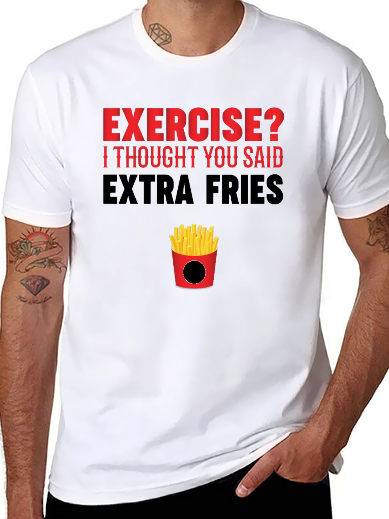 Black Exercise? Extra Fries T-Shirt view 8