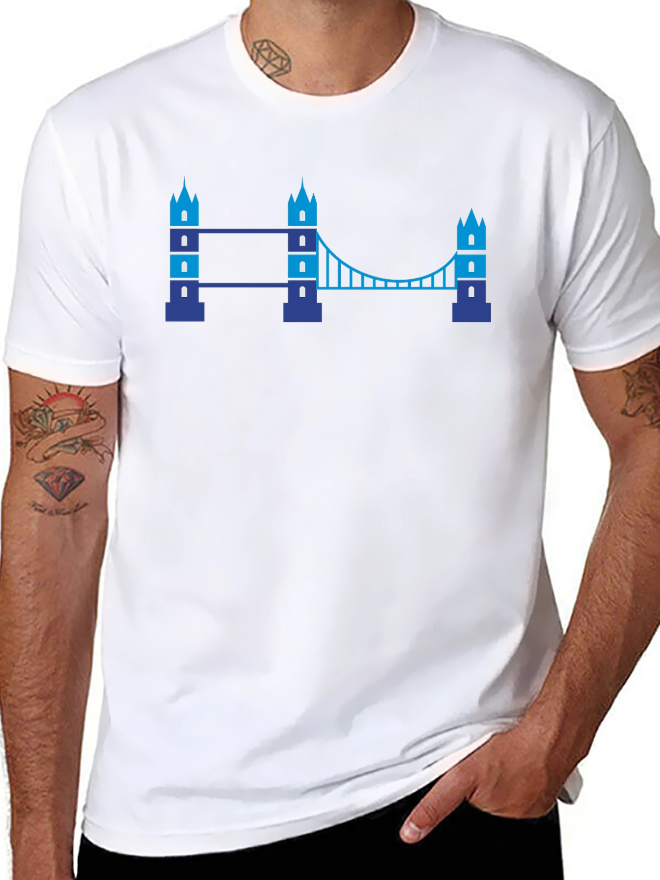 Black London Bridge Graphic Tee - Trendy Black T-Shirt view 8