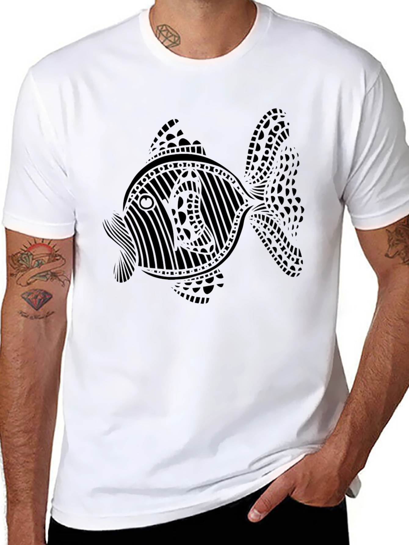 Black Black Fish Graphic T-Shirt view 8