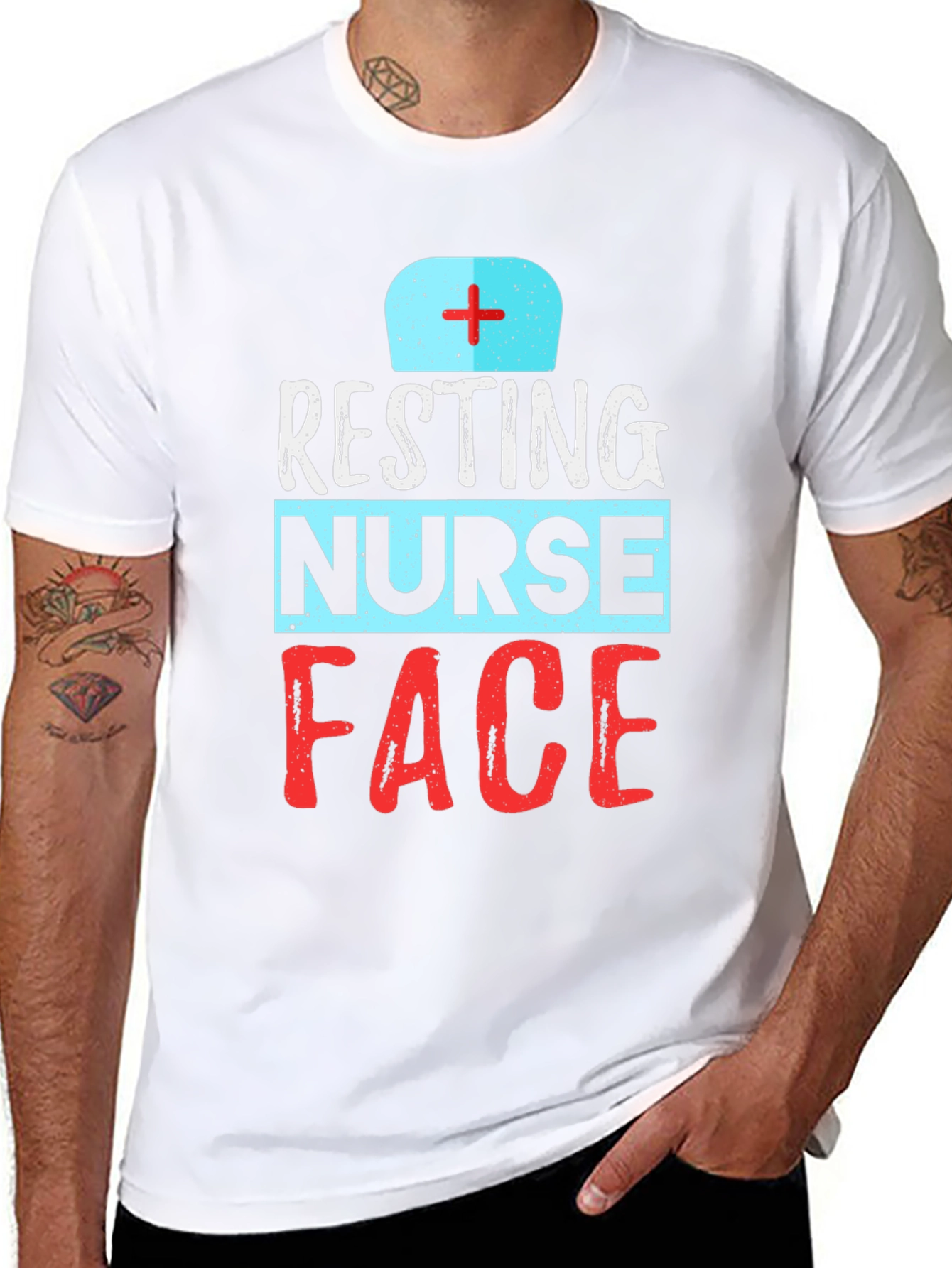 Black Resting Nurse Face Graphic T-Shirt - Black view 8