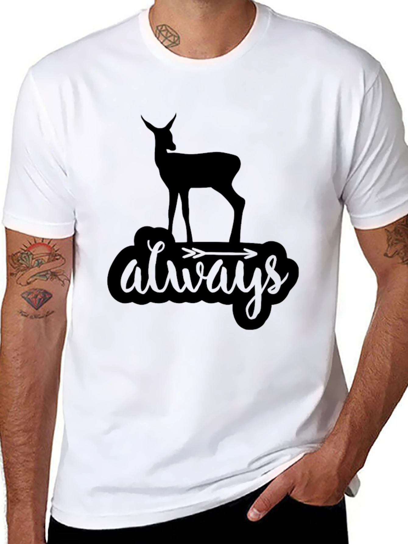 Black Always Deer Black Graphic Tee view 8