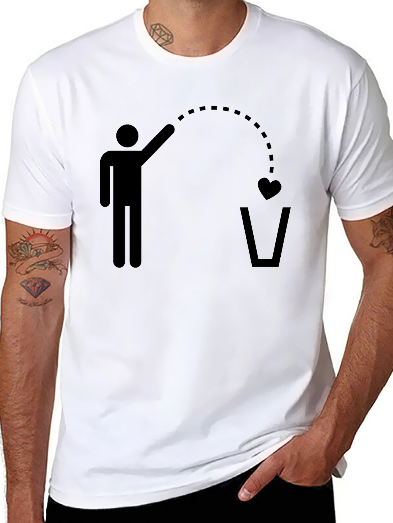 Black Heartbreak Toss T-Shirt - Funny Graphic Tee view 8