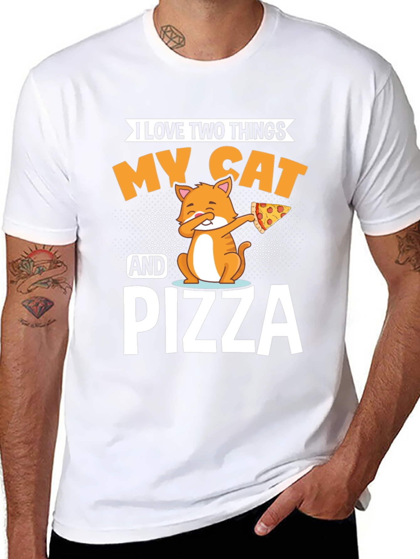 Black My Cat and Pizza T-Shirt - Funny Novelty Tee view 8