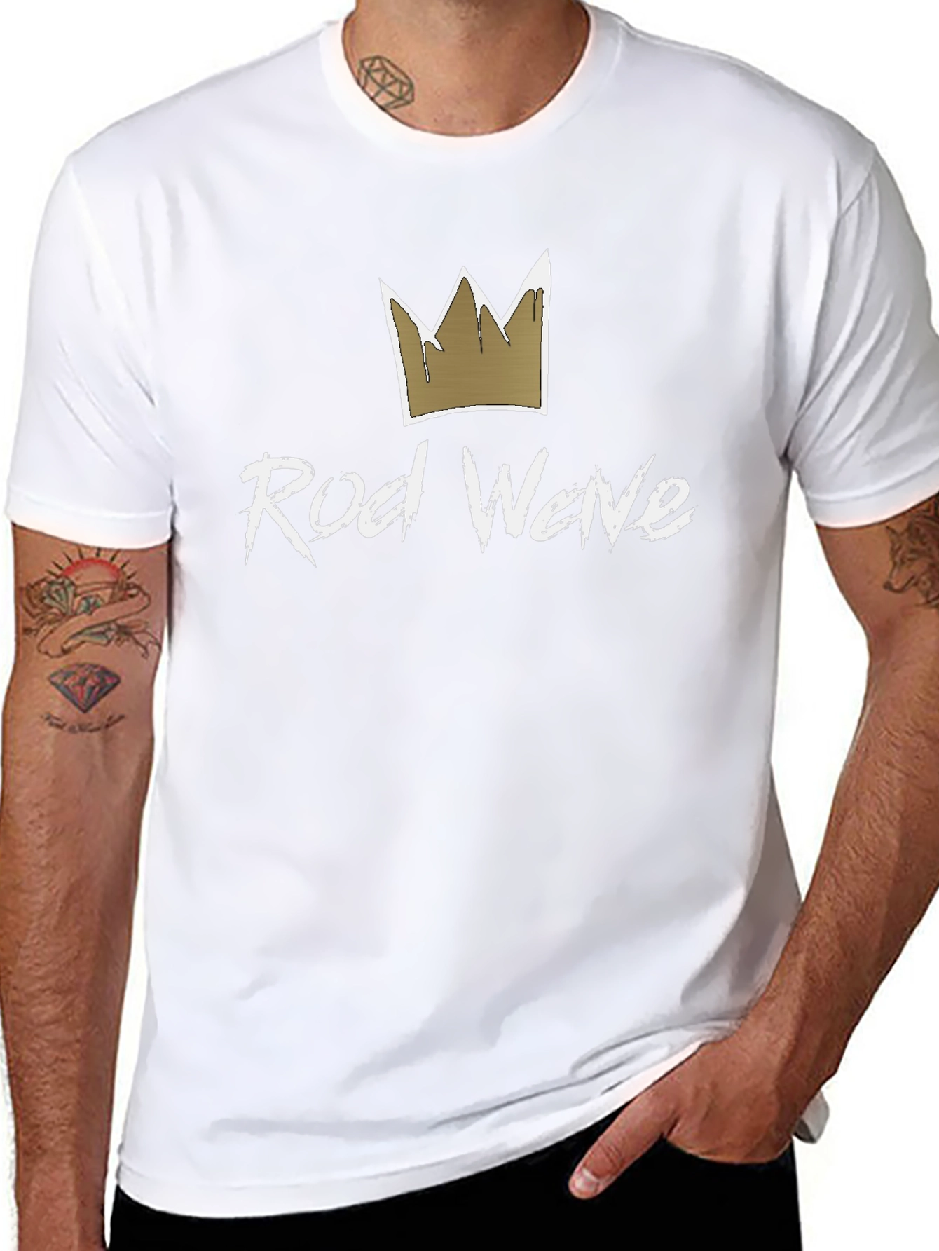 Black Rod Wave Crown Graphic Black T-Shirt view 8