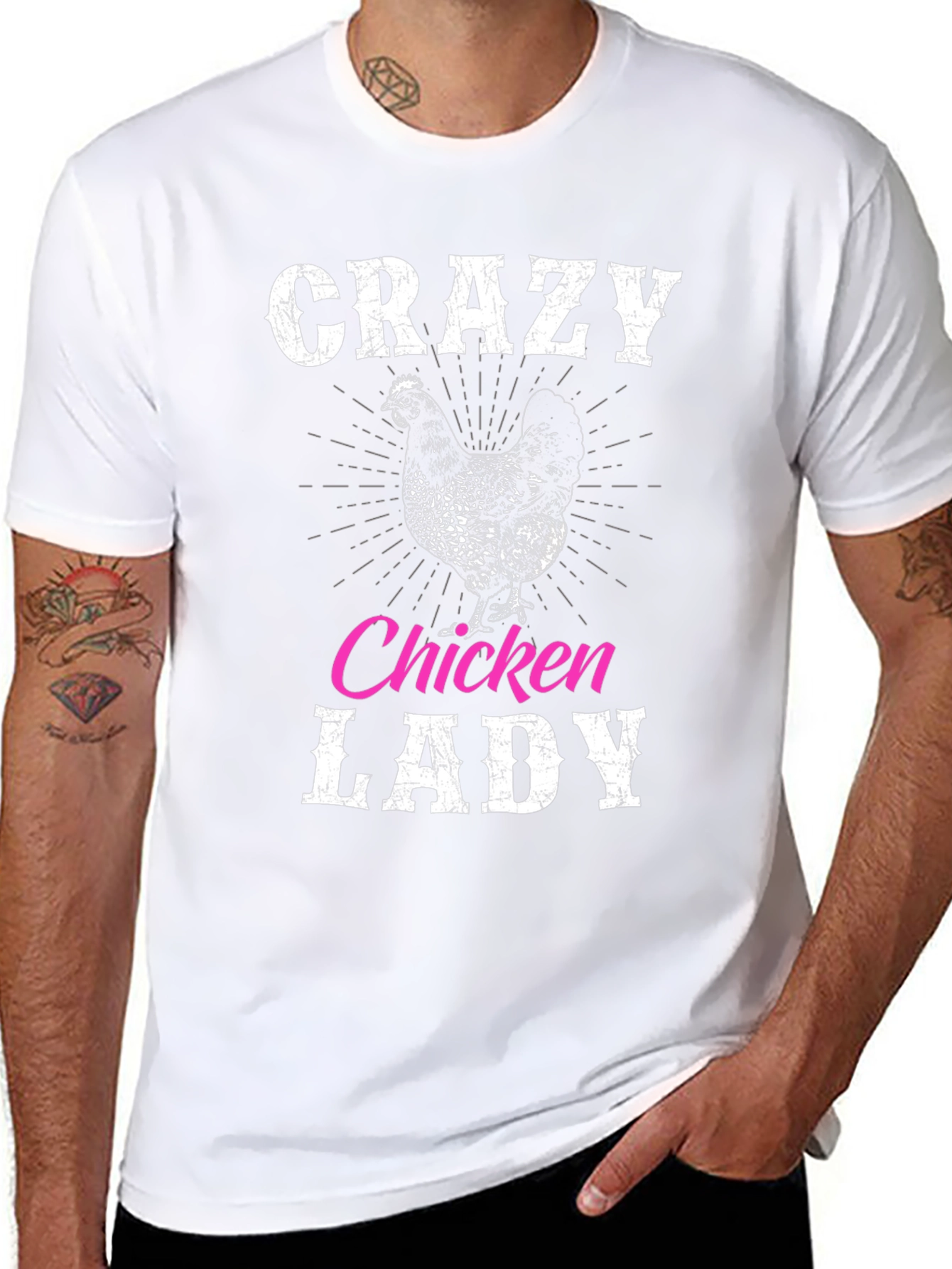 Black Crazy Chicken Lady Graphic T-Shirt view 8