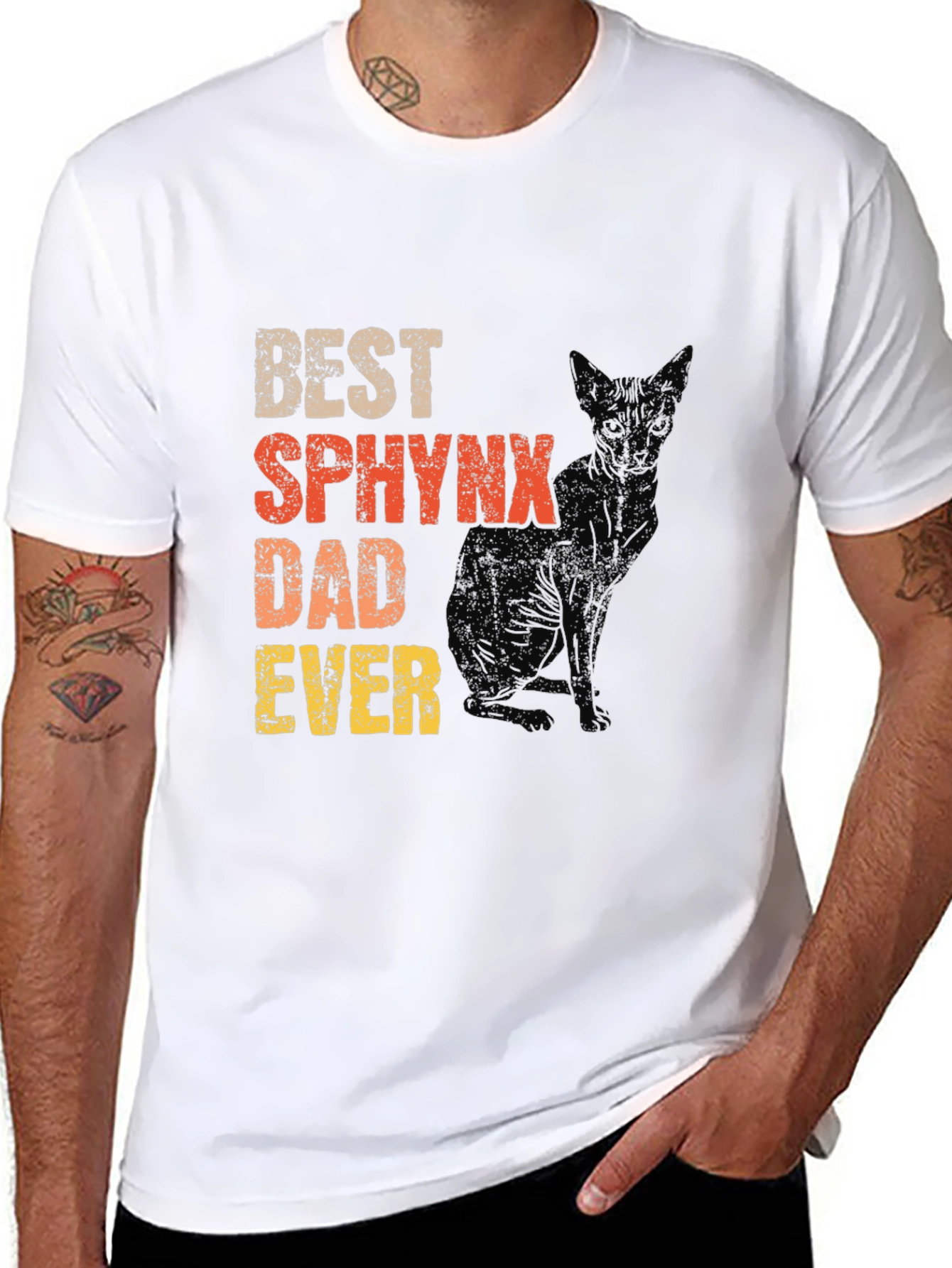 Black Best Sphynx Dad Ever T-Shirt view 8