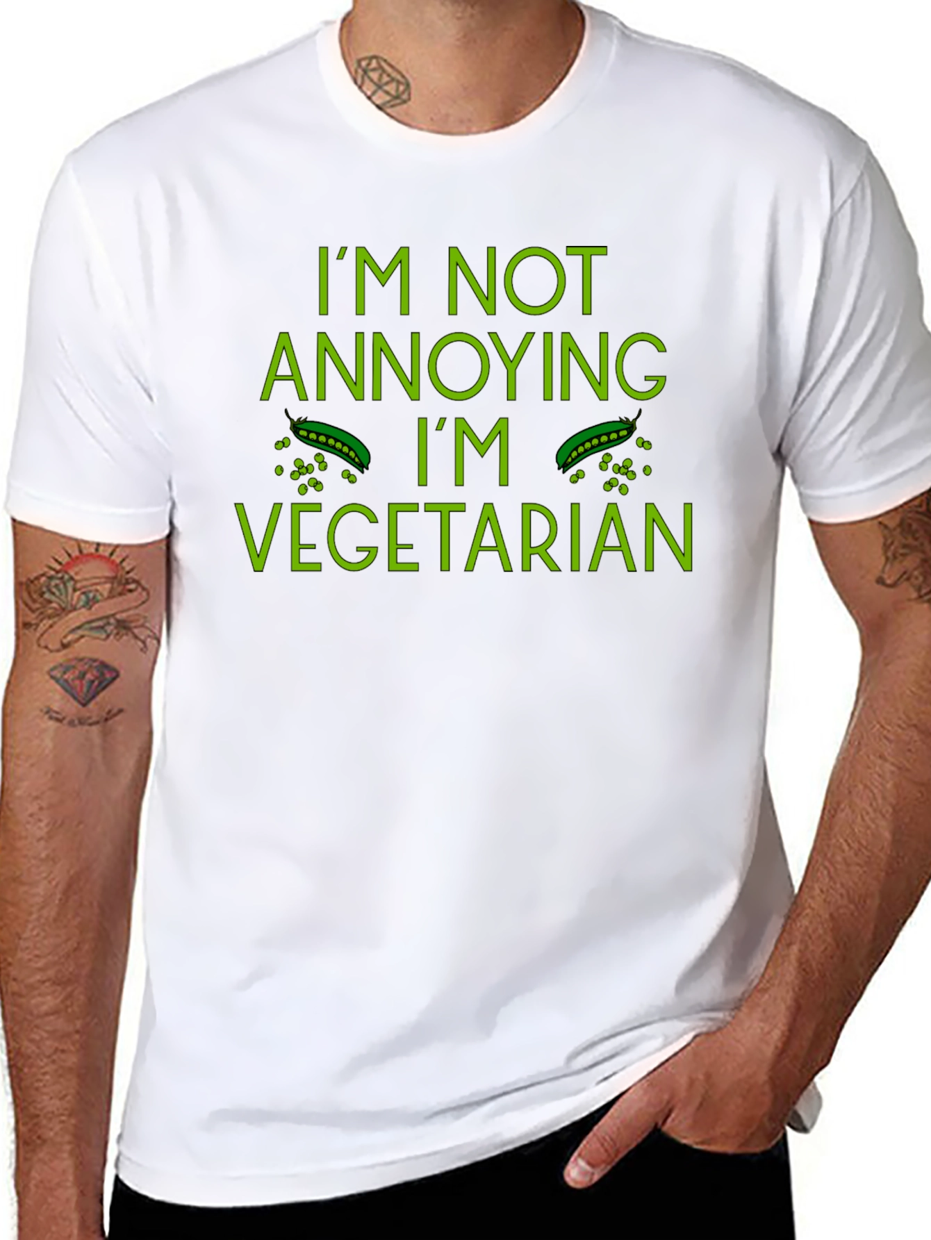 Black I'm Not Annoying I'm Vegetarian Funny T-Shirt view 8
