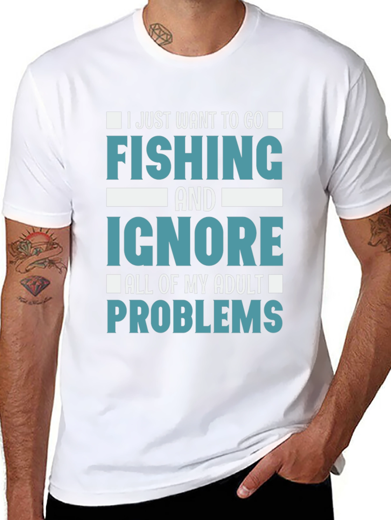 Black Fishing T-Shirt - Ignore Adult Problems Tee view 8