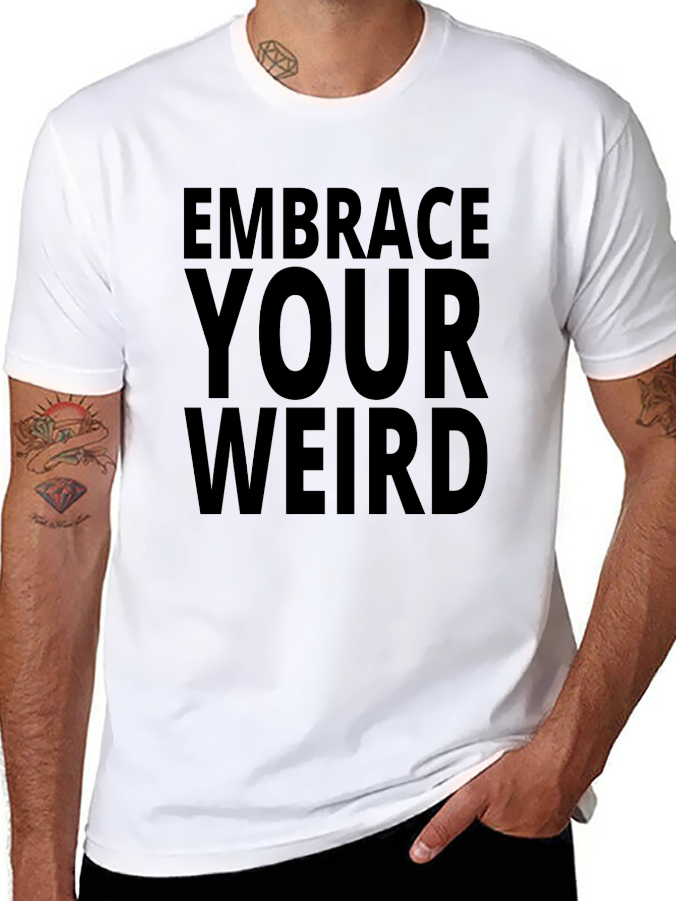 Black Embrace Your Weird Black Graphic Tee view 8