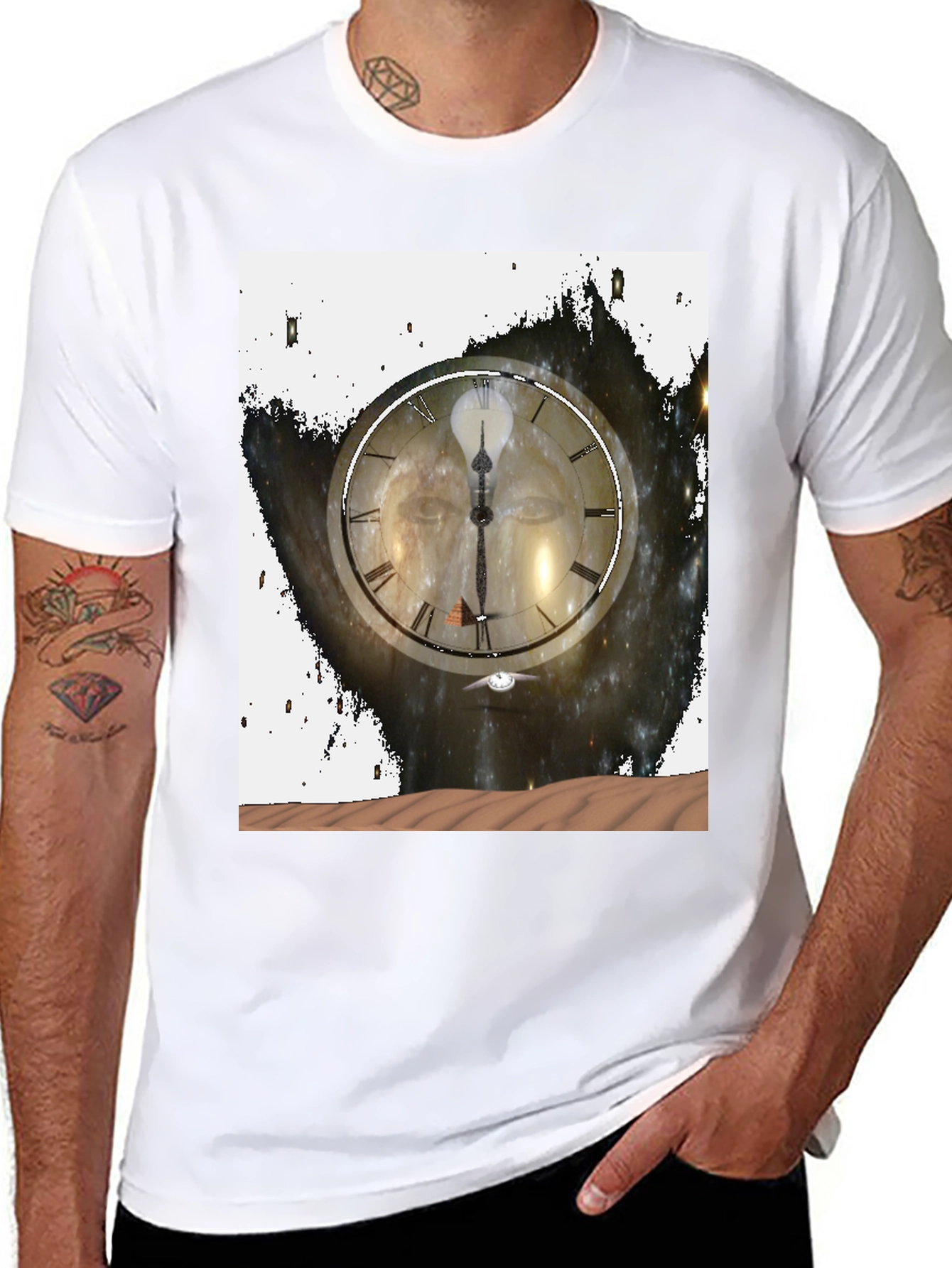 Black Time and Space Graphic Tee - Black Cotton Comfort view 8