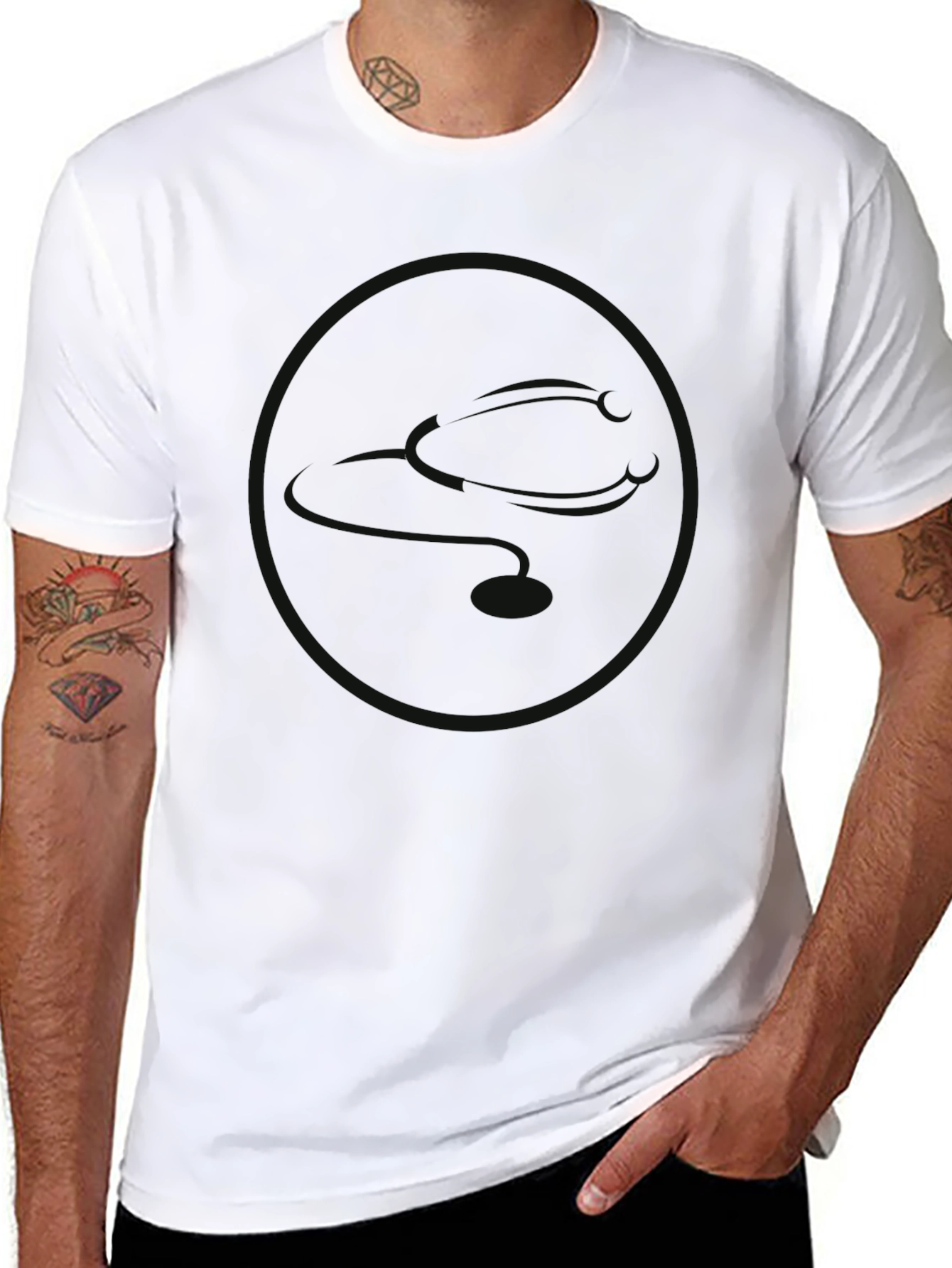 Black Men's Graphic Tee - Subtle Circle Design - Soft Cotton Blend view 8