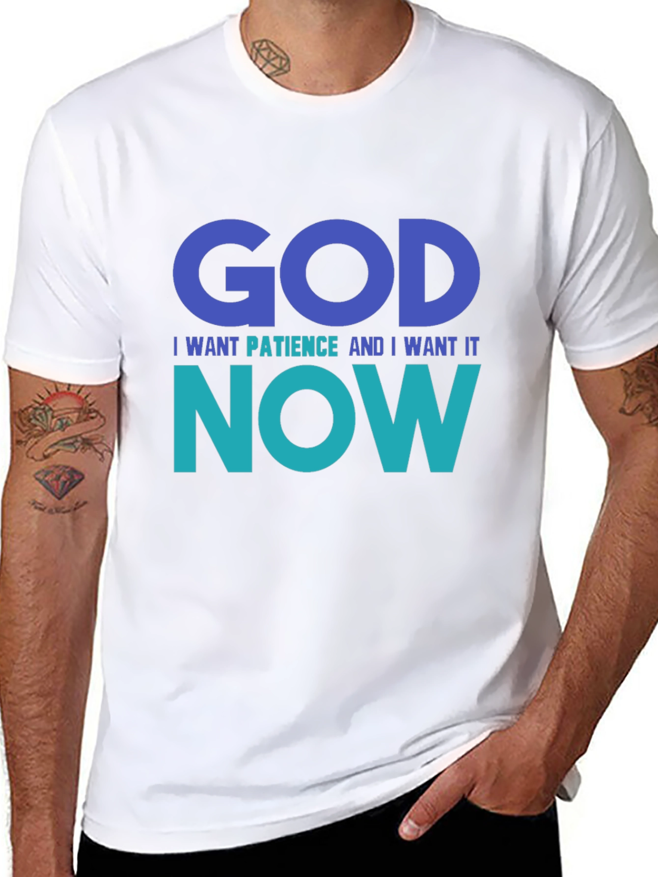 Black God I Want Patience Tee - Funny Graphic T-Shirt view 8