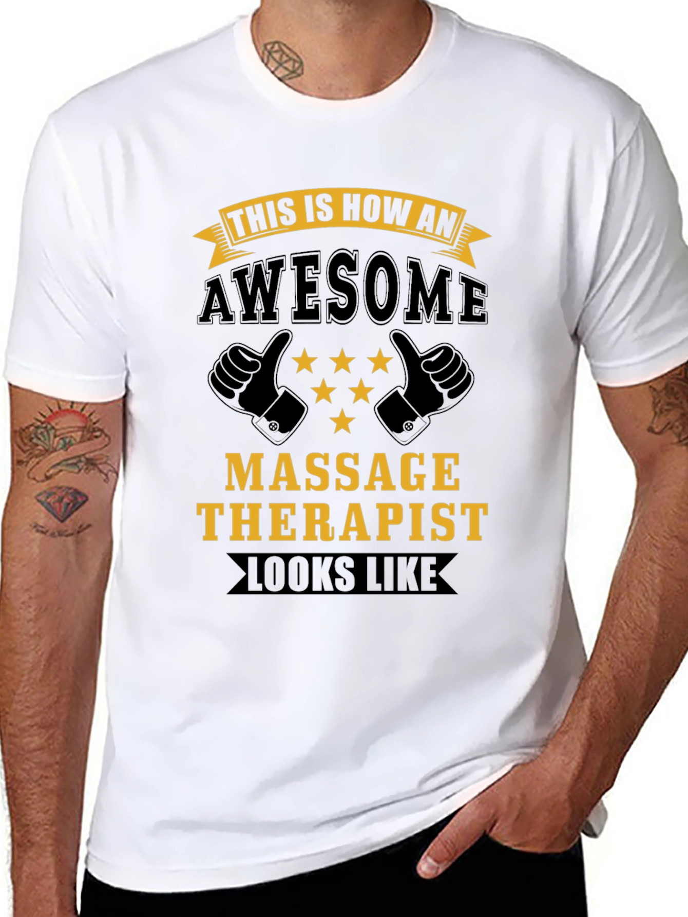 Black Awesome Massage Therapist T-Shirt - Black view 8