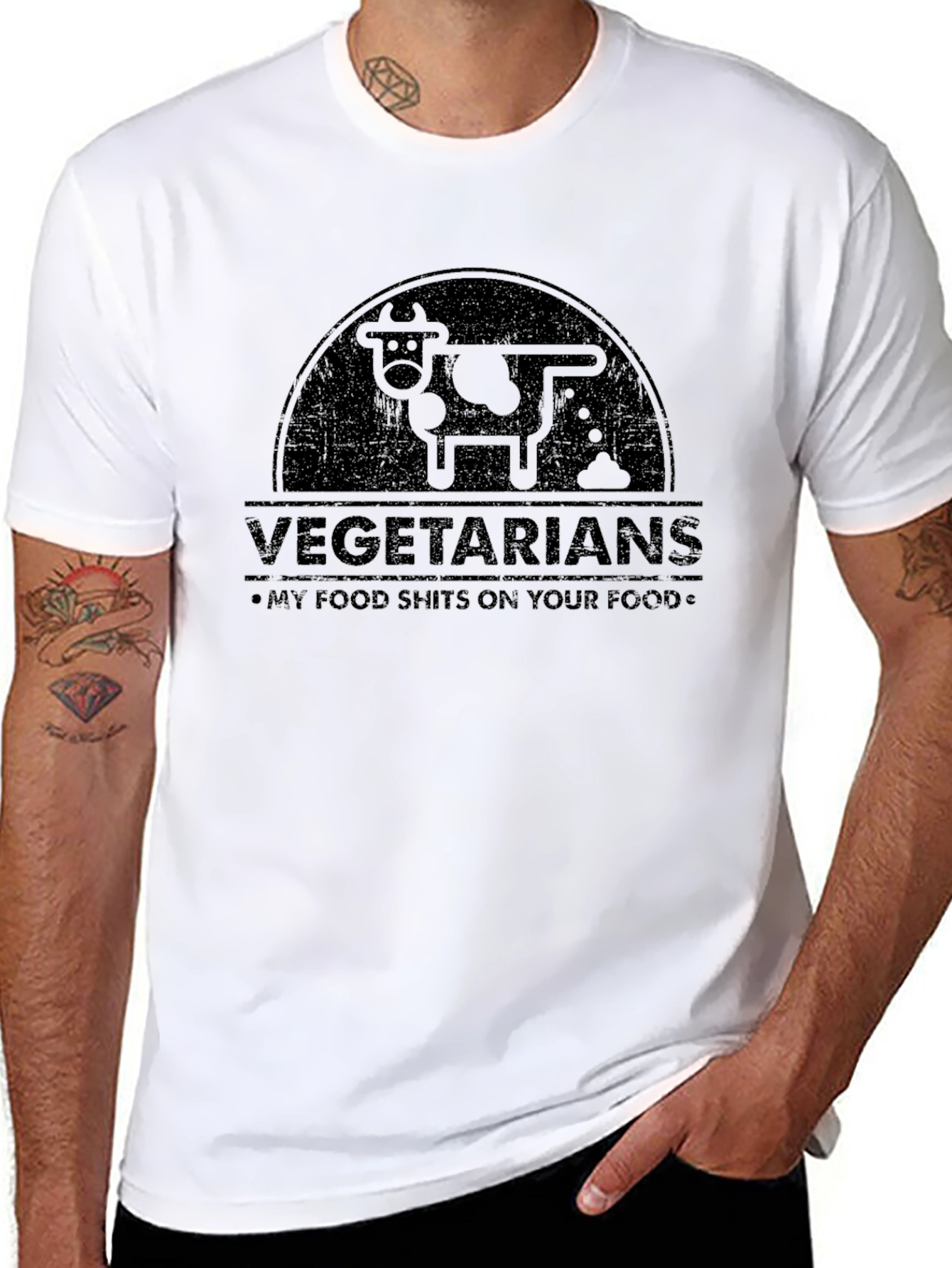 Black Vegetarians Funny Slogan Black T-Shirt view 8