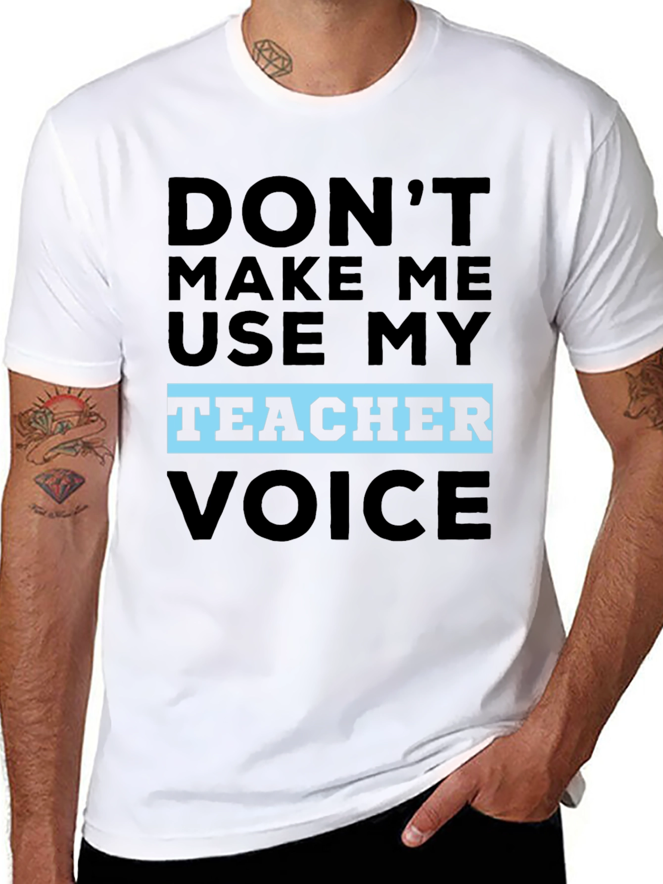 Black Don't Make Me Use My Teacher Voice T-Shirt view 8