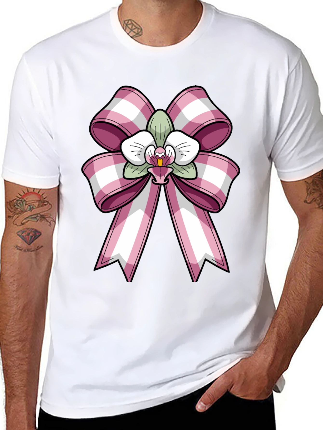 Black Orchid Bow Graphic Tee - Stylish Casual Wear view 8