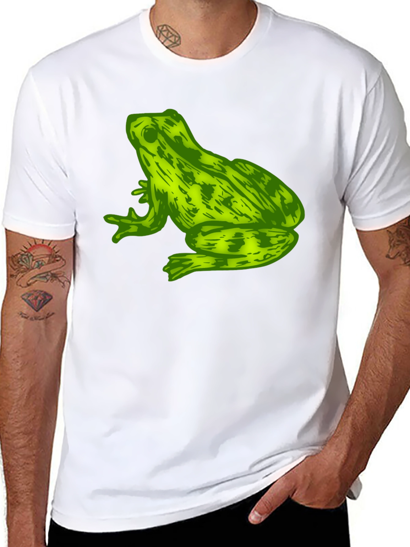 Black Frog Graphic Print Men's T-Shirt - Black view 8