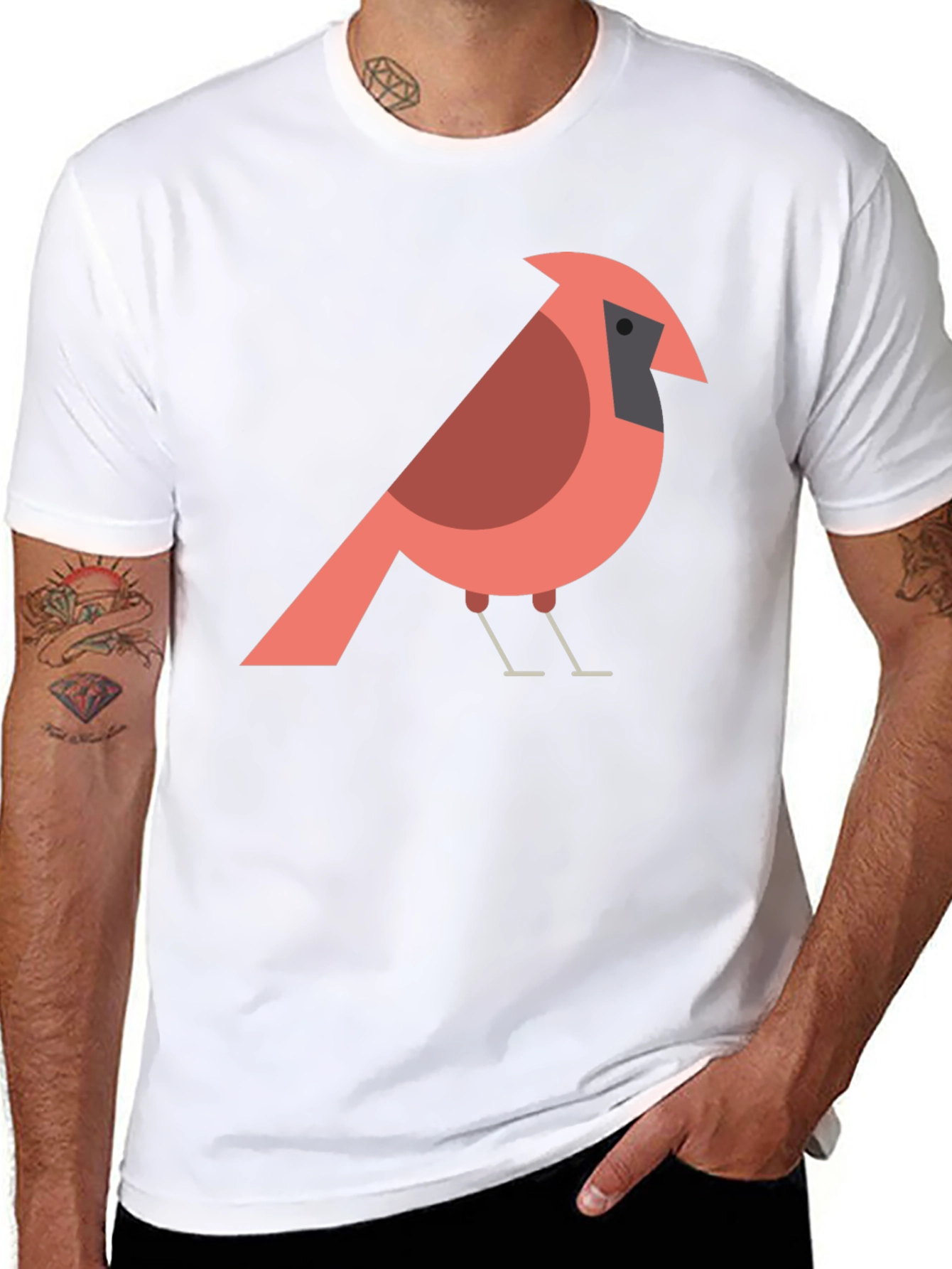 Black Cardinal Bird Graphic T-Shirt - Casual Cotton Tee view 8