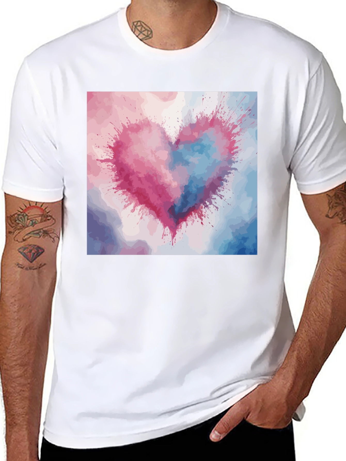 Black Watercolor Heart Graphic Tee view 8