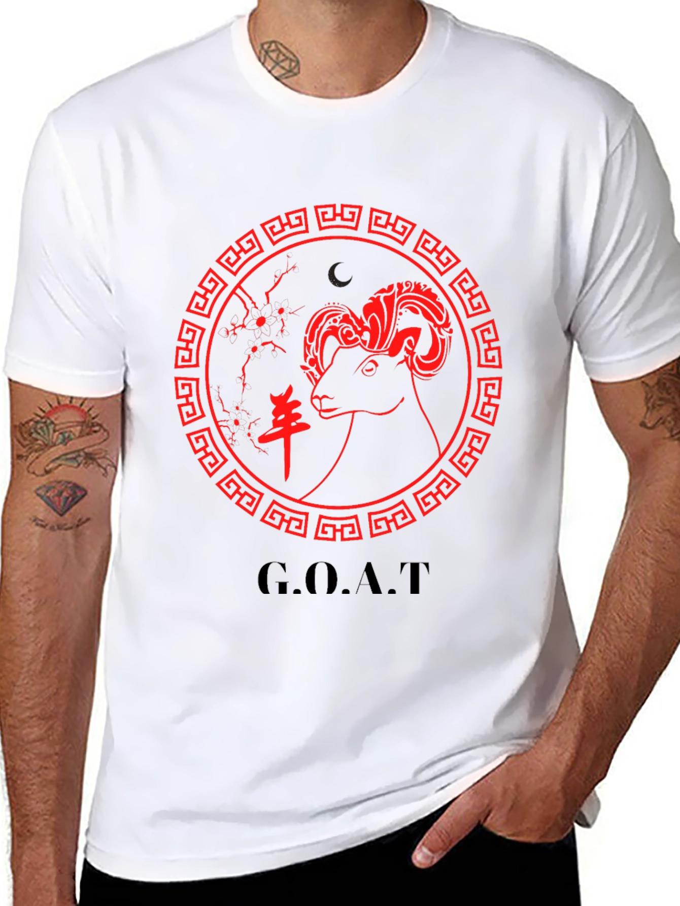 Black Year of the Goat Graphic T-Shirt - Black view 8