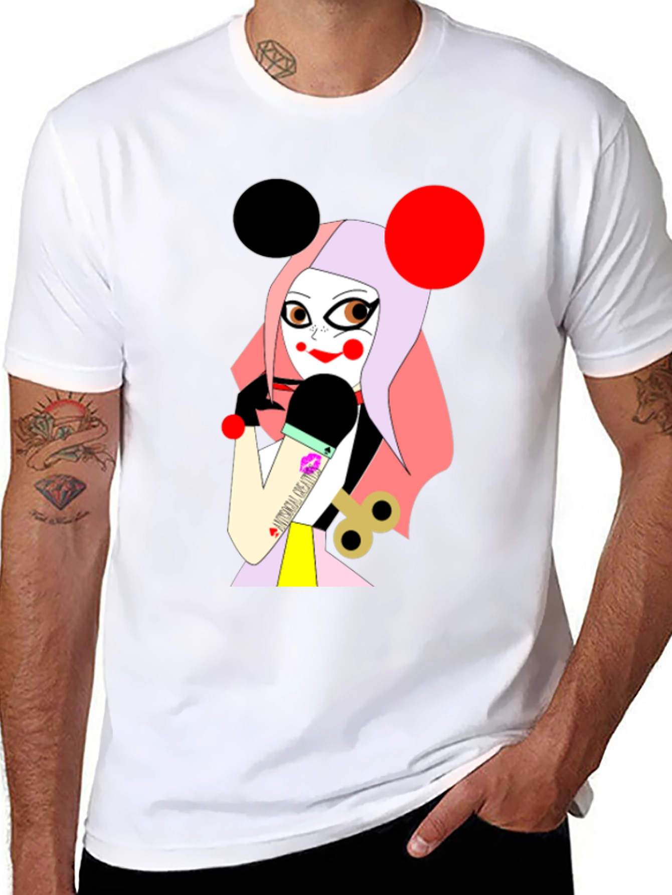 Black Unique Graphic T-Shirt: Cartoon Character view 8