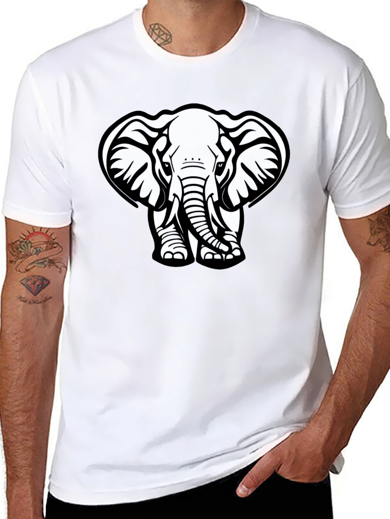 Black Elephant Graphic Tee - Black Cotton T-Shirt view 8