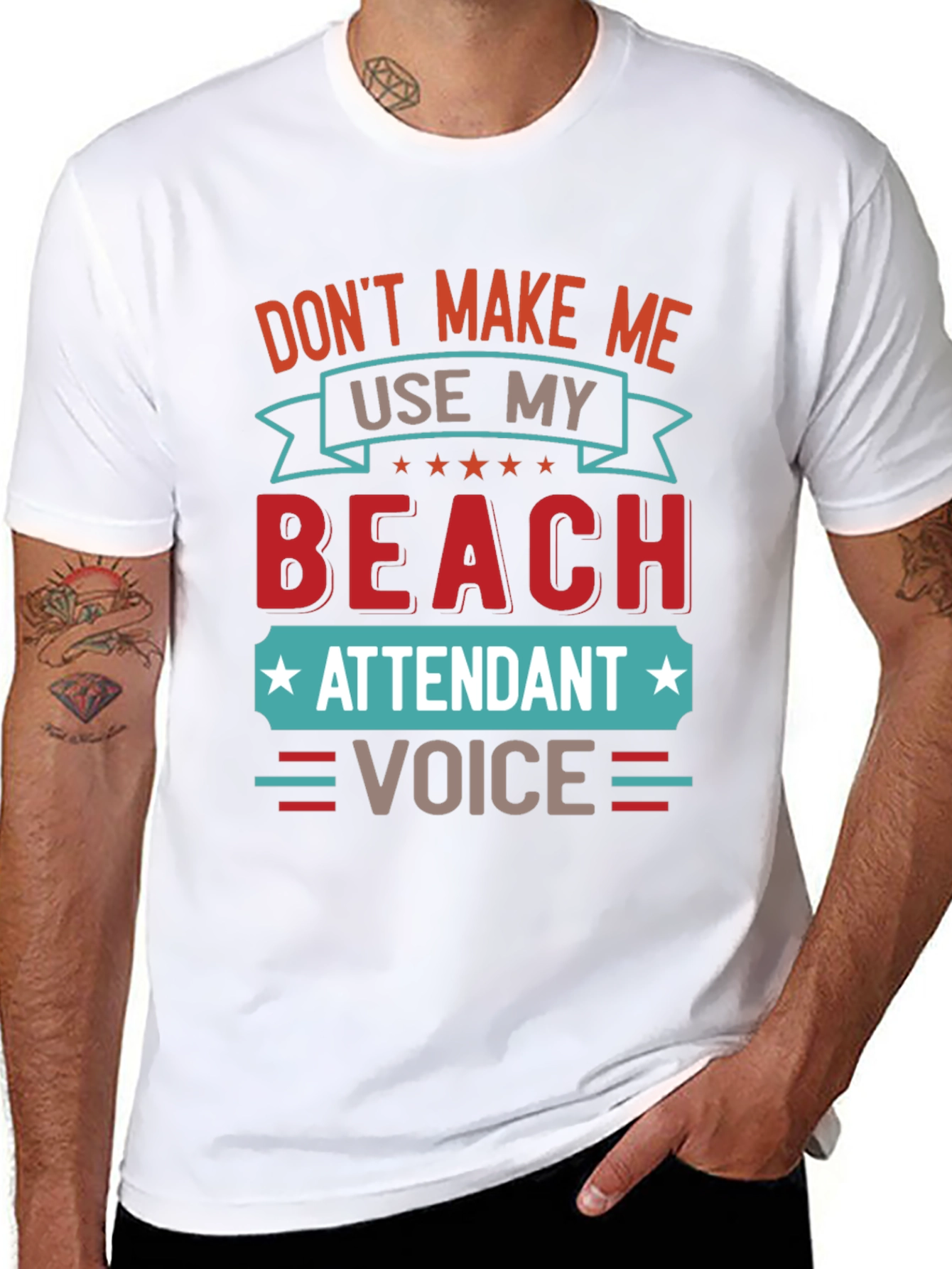Black Beach Attendant Voice Funny T-Shirt view 8