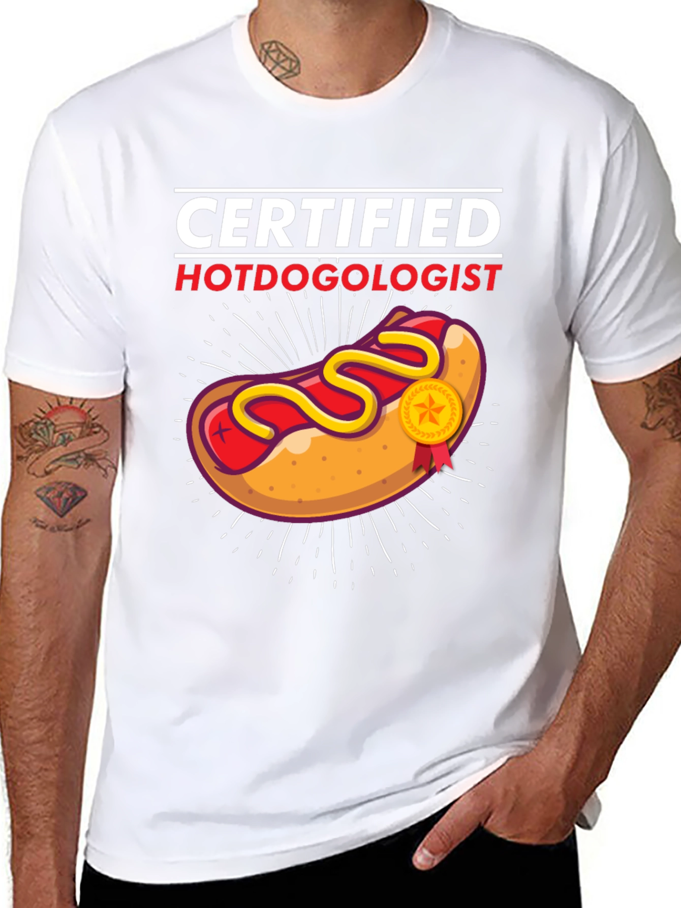 Black Certified Hotdogologist Black Graphic T-Shirt view 8
