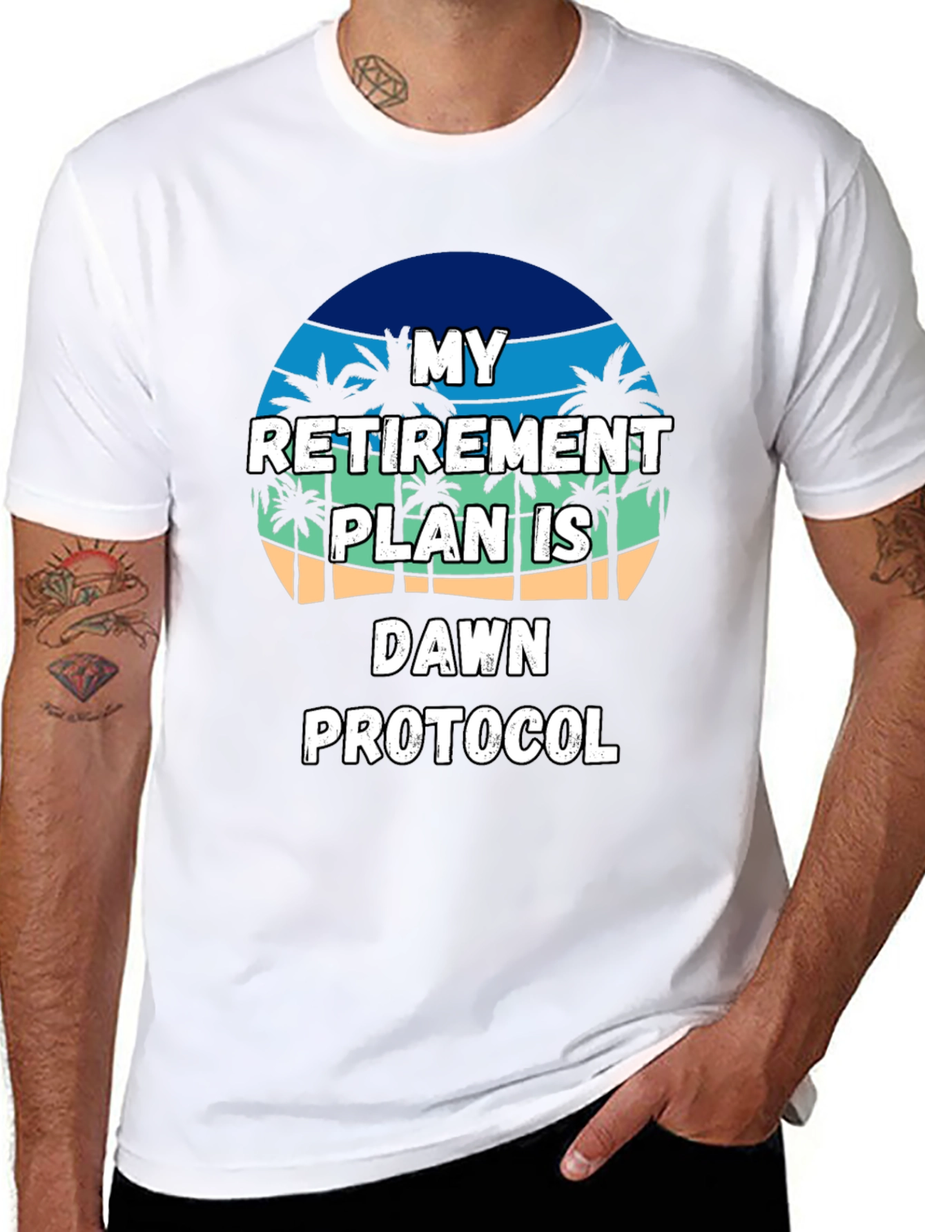 Black Retirement Plan T-Shirt: Dawn Protocol, Beach Vibes view 8