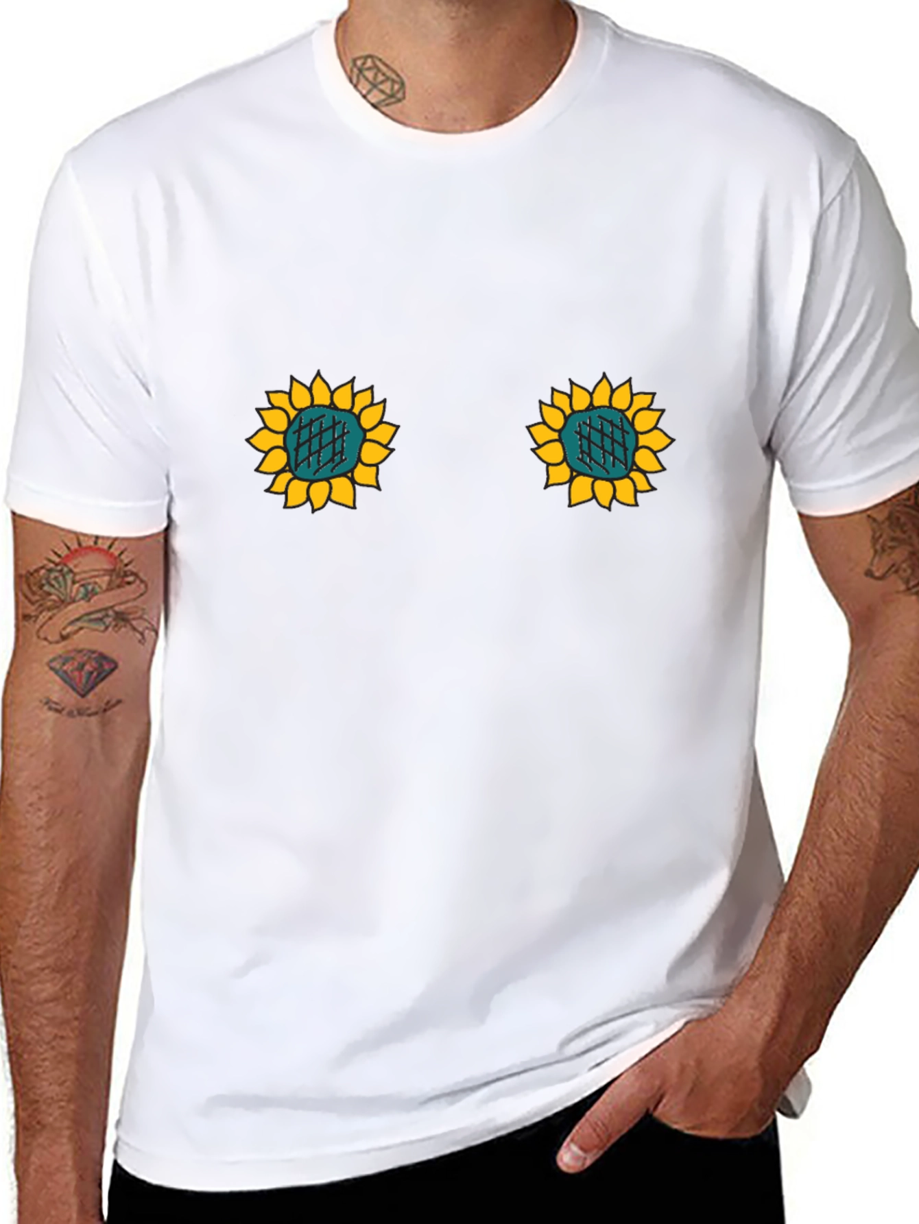 Black Sunflower T-Shirt - Funny Novelty Tee view 8