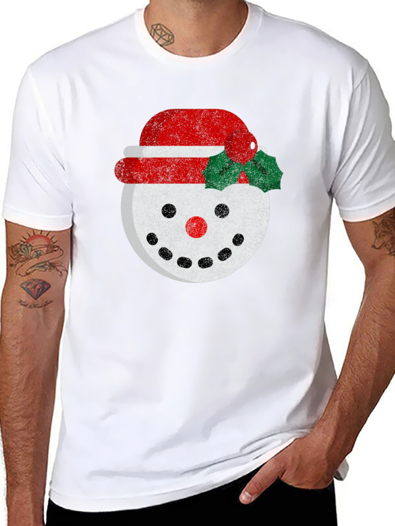 Black Festive Snowman Graphic Tee - Holiday Cheer view 8