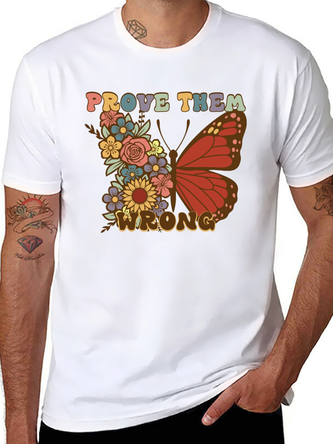 Black Floral Butterfly Prove Them Wrong Graphic Tee view 8