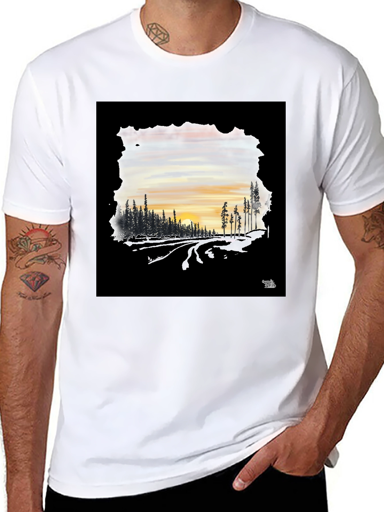 Black Sunset Road Black Graphic Tee view 8