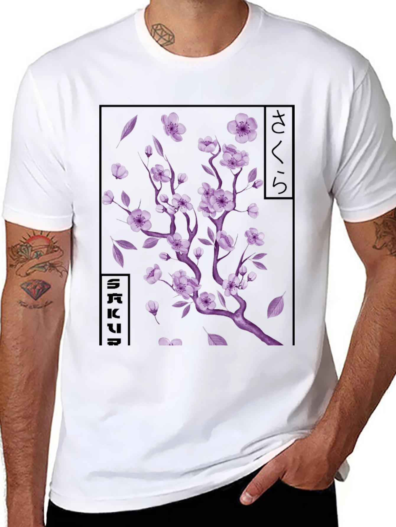 Black Sakura Blossom Graphic T-Shirt - Japanese Cherry Tree view 8