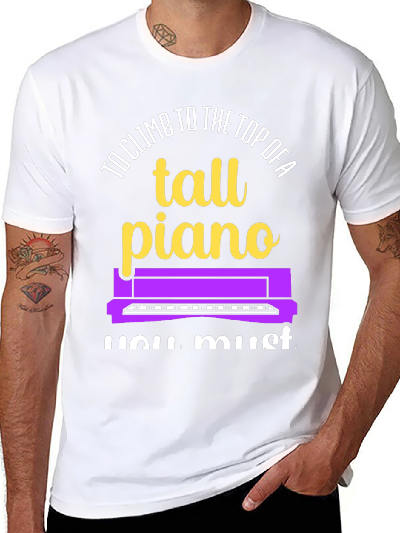 Black Tall Piano Graphic Tee - Musician's Novelty Shirt view 8