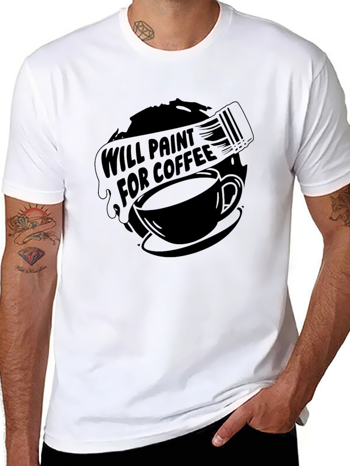 Black Will Paint for Coffee - Graphic Tee view 8