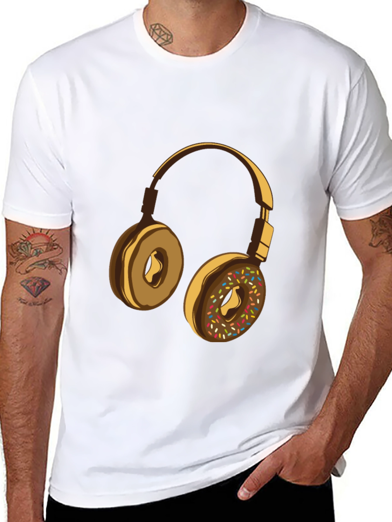 Black Donut Headphones Graphic Tee - Music Lover's Shirt view 8
