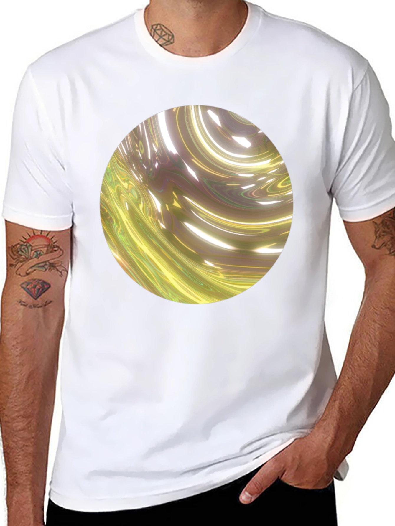 Black Abstract Swirl Graphic Black T-Shirt view 8