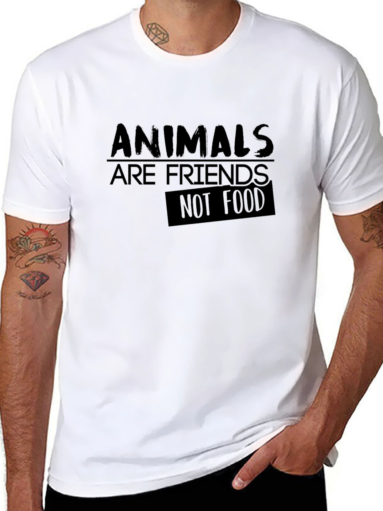 Black Animals Are Friends Not Food Tee view 8